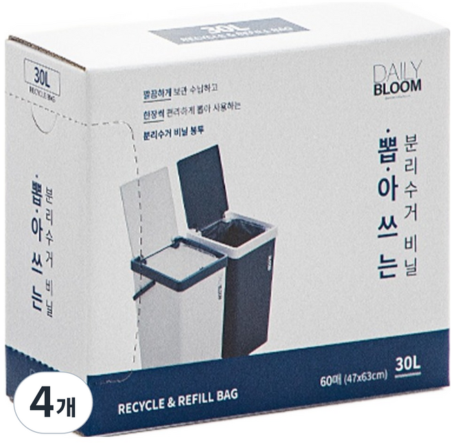 데일리블룸 뽑아쓰는 분리수거함 비닐 60p, 30L, 4개