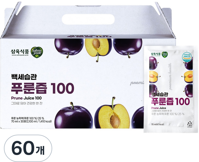 백세습관 푸룬즙 100, 70ml, 60개