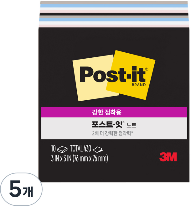 포스트잇 강한 점착용 노트 10패드, 심플리 서린, 1매, 5개