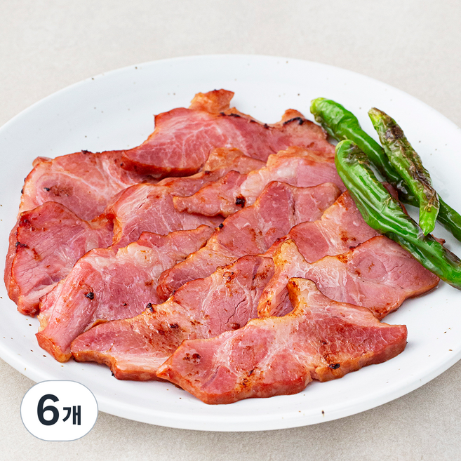 정다운 훈제 돼지 목살 슬라이스, 6개, 400g