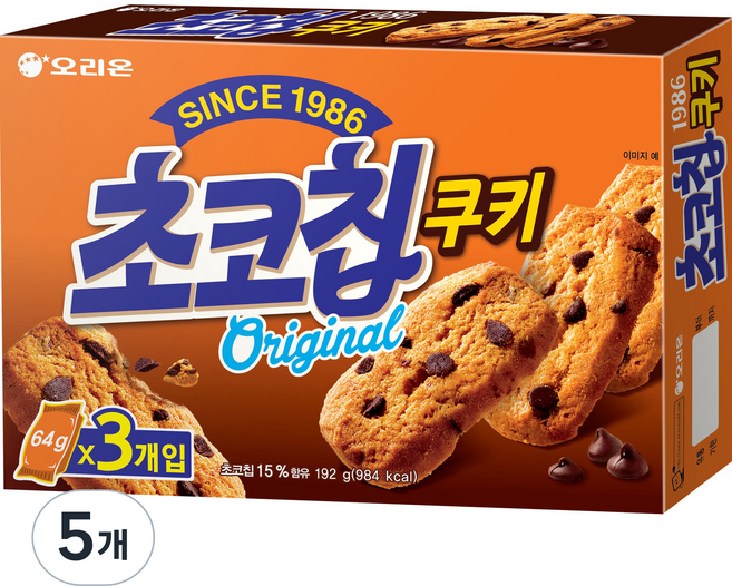 오리온 초코칩쿠키, 192g, 5개
