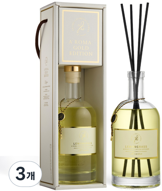 에이로마 골드에디션 디퓨저, 레몬그라스, 500ml, 3개