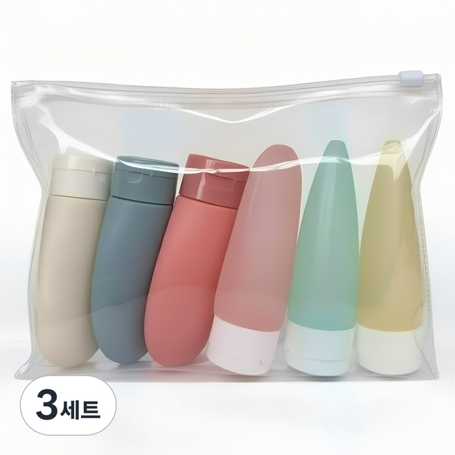 Beliean 旅行用洗髮沐浴乳分裝瓶 60ml x 6件 + 收納袋 20 x 13 x 6 cm 套組, 3套, 混合色