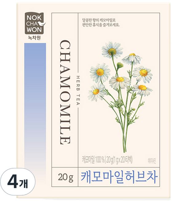 녹차원 캐모마일 허브차, 1g, 20개입, 4개
