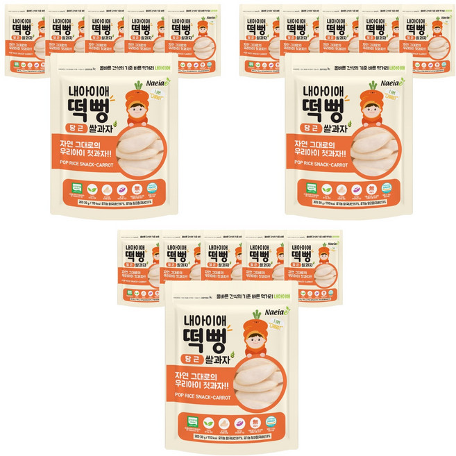 내아이애 유기농 떡뻥 쌀과자, 30g, 18개, 당근