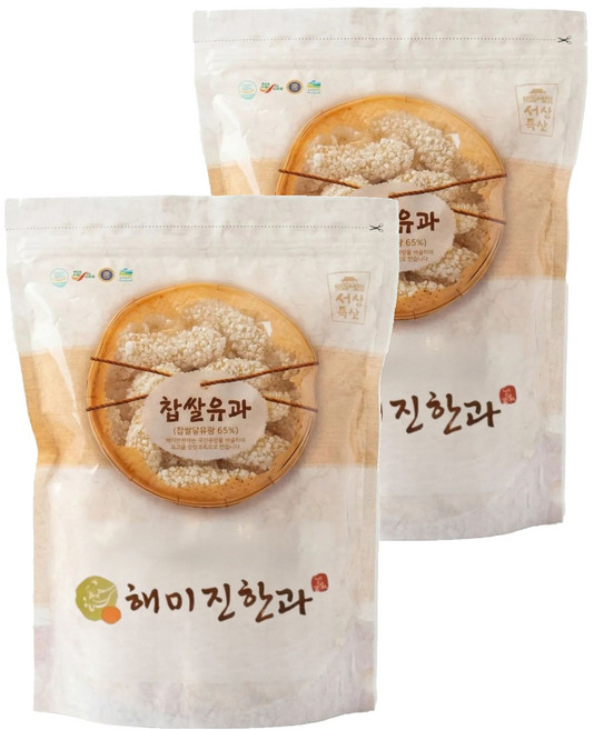 국내산쌀과 생강 조청으로 만든 달콤바삭한 찹쌀유과, 250g, 2개