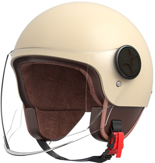 리버폭스 오토바이 전동킥보드빈티지 헬멧, 모카옐로우