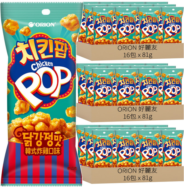 ORION 好麗友 雞米花脆餅 韓式炸雞口味, 81g, 48包