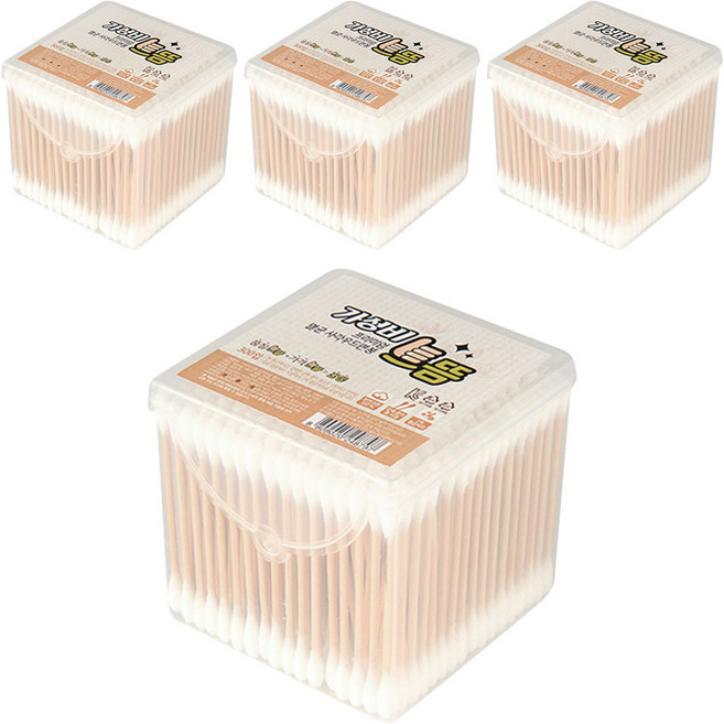 가성비으뜸 프리미엄 멸균 사각 우드 면봉, 300개입, 4개