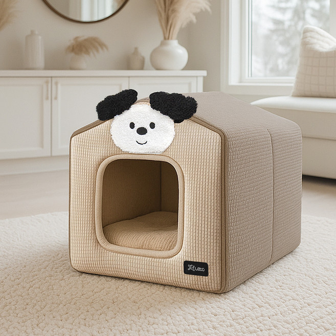 레토 강아지집 고양이 숨숨집 펫 쿠션 하우스, 브라운, 1개