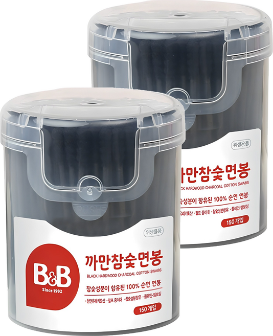 비앤비 까만참숯면봉, 150개입, 2개