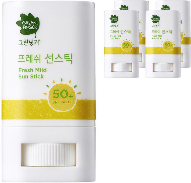 그린핑거 프레쉬 마일드 선스틱 SPF50+ PA++++, 15g, 5개