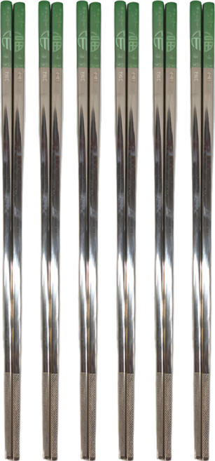 中式餐具 316不鏽鋼 筷子, 翡翠綠, 3雙筷子, 6雙