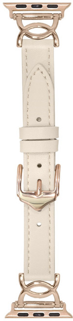 DAYA 都會雙C細款軟皮錶帶, 奶杏色, 1條