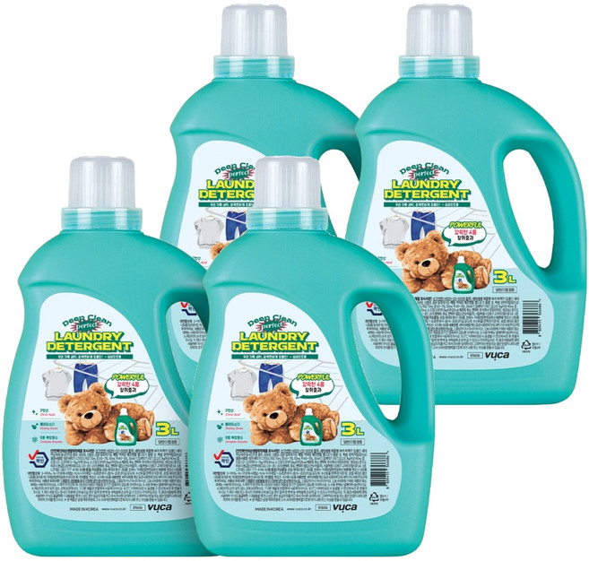 뷰카 퍼펙트 딥클린 세탁 실내건조용 액상세제, 3L, 4개