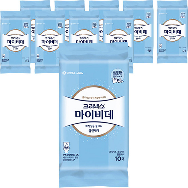 마이비데 클린케어 화장실용 비데물티슈 휴대형, 120g, 10개입, 10개