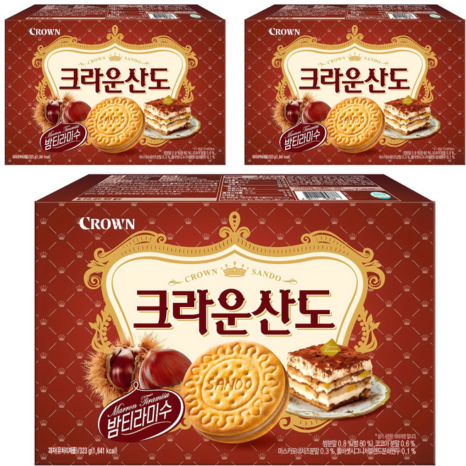 크라운산도 밤 티라미수, 323g, 3개