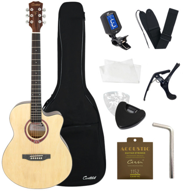 칸타빌 입문용 초보용 통기타 OM바디 + 구성품 9종, ALLIE100, 혼합색상, 1개