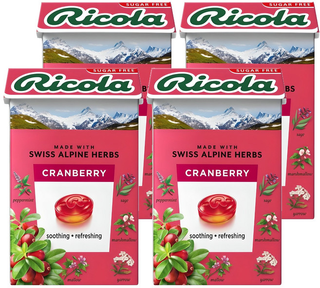 리콜라 스위스 크랜베리 허브 캔디, 4개, 40g