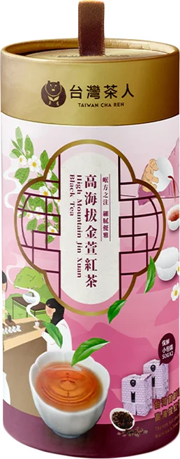 台灣茶人 100%好茶 高海拔金萱紅茶, 2包, 1罐, 50g