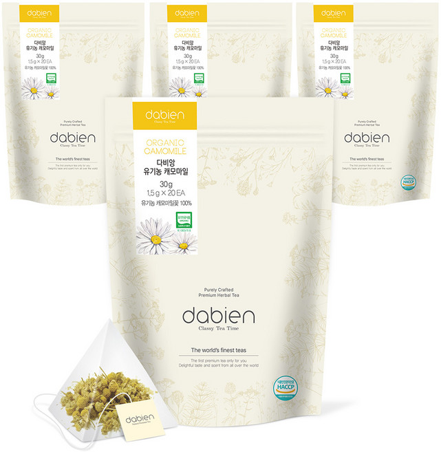 다비앙 유기농 캐모마일 티백, 1.5g, 20개입, 4개