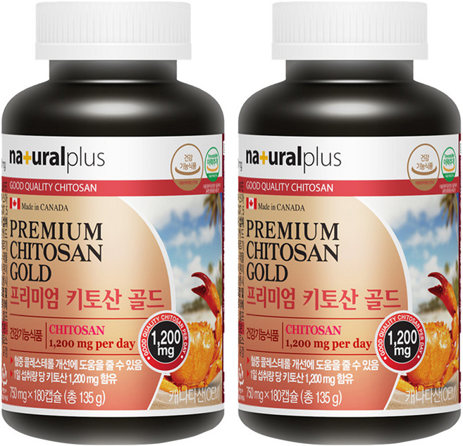 내츄럴플러스 프리미엄 키토산 골드, 180정, 2개