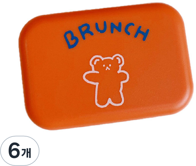 브랜드미 귀여운 곰돌이 렌즈 케이스, 오렌지, 6개