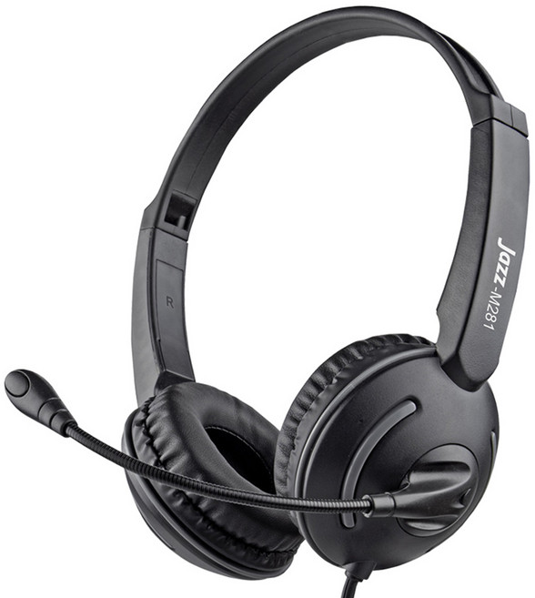 INTOPIC 廣鼎 Jazz-M281 頭戴式耳機麥克風 人體工學設計 可調式麥克風 3.5mm插針, 黑色