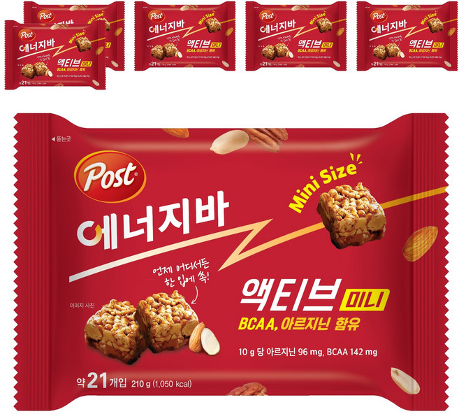 포스트 에너지바 액티브 미니, 210g, 6개