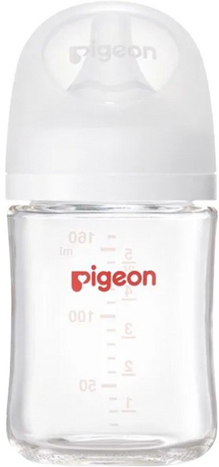 pigeon 貝親 母乳實感耐熱玻璃瓶 0個月以上, 160ml, 白色, 1個