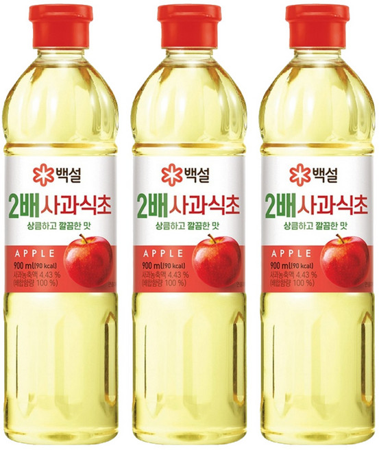 백설 2배 사과식초, 900ml, 3개