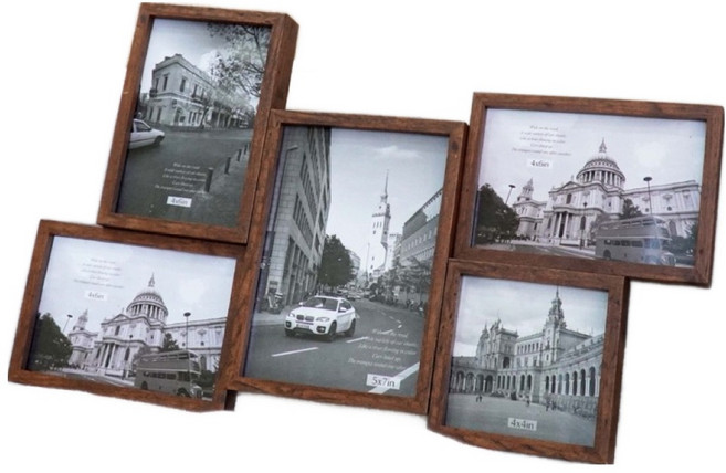 StyleG 時代家居 仿舊巴洛克復古5入相框組-深咖, 1入