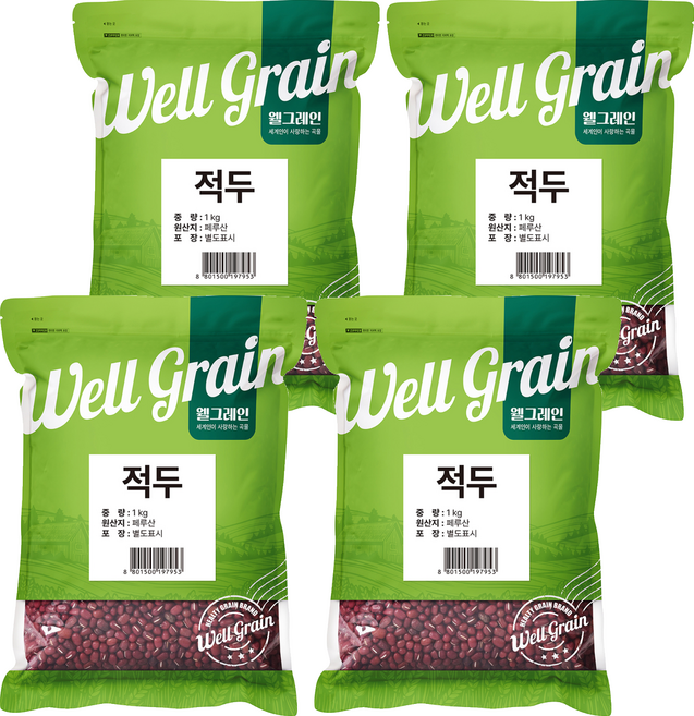두보식품 웰그레인 적두, 1kg, 4개