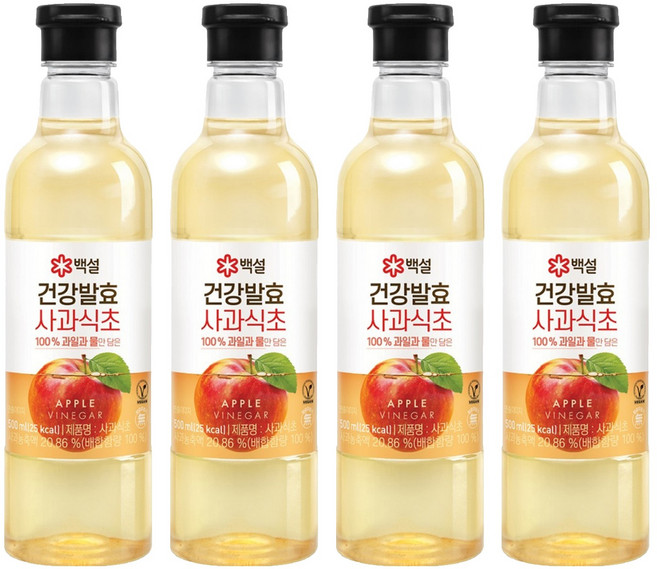 백설 건강 발효 사과식초, 500ml, 4개