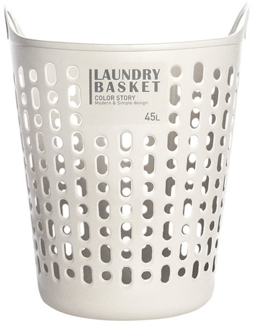 샤바스 컬러스토리 국내산 세탁 바구니 트임형 45L, 아이보리