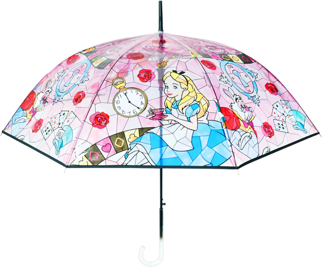 Disney 迪士尼 Alice in Wonderland 愛麗絲夢遊仙境 彩繪玻璃風雨傘 60cm