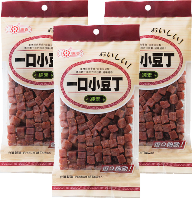 惠香一口小豆丁 香Q夠勁 台灣製造, 120g, 3包