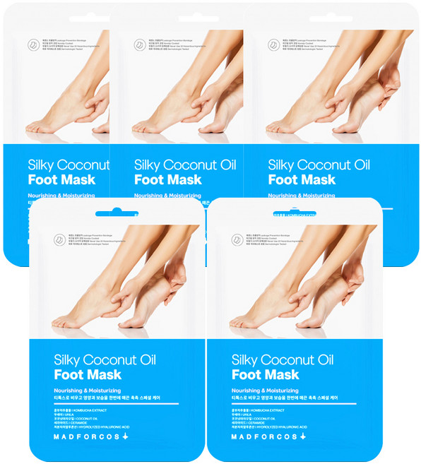 매드포코스 촉촉한 실키 코코넛 오일 풋마스크, 5개입, 1개, 16ml