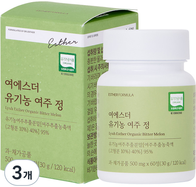 에스더포뮬러 여에스더 유기농 여주 정 30g, 3개, 60정