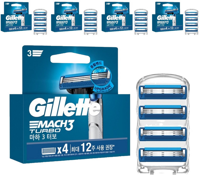 질레트 정품 마하3 터보 면도날, 4개입, 5개