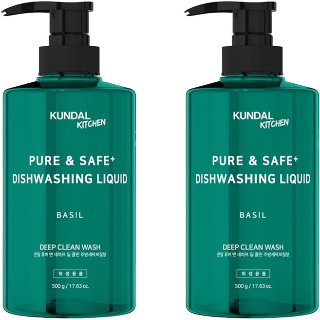 KUNDAL 昆黛爾 蔬果碗盤深層清潔洗潔精 羅勒香, 500g, 2瓶
