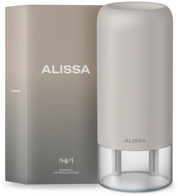 알리사 미니 초음파 사무용 무선 탁상용 충전식 가습기 700ml + 필터 4p 세트, AH1, 핑키시 그레이