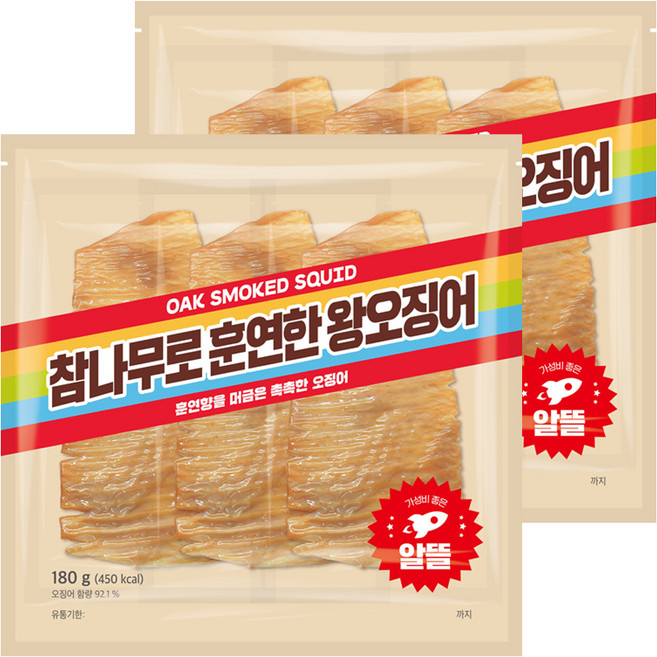 정화식품 참나무로 훈연한 왕오징어, 180g, 2개