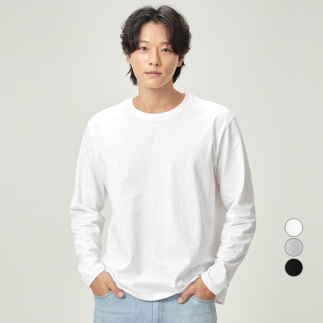 캐럿 남성용 레귤러핏 고밀도 24수 긴팔 티셔츠