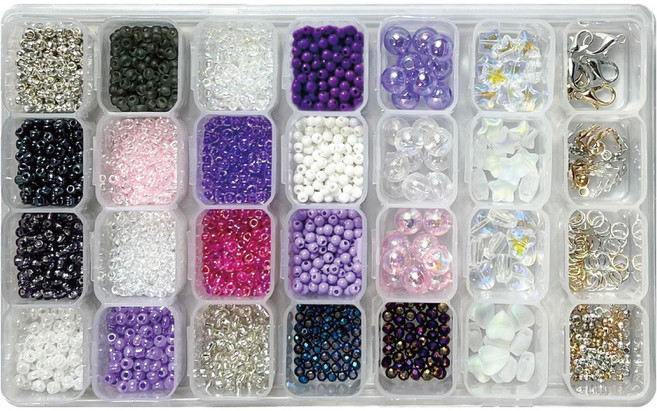 리니팜 28칸 프리미엄 비즈 공예 키트, 라벤더, 1세트