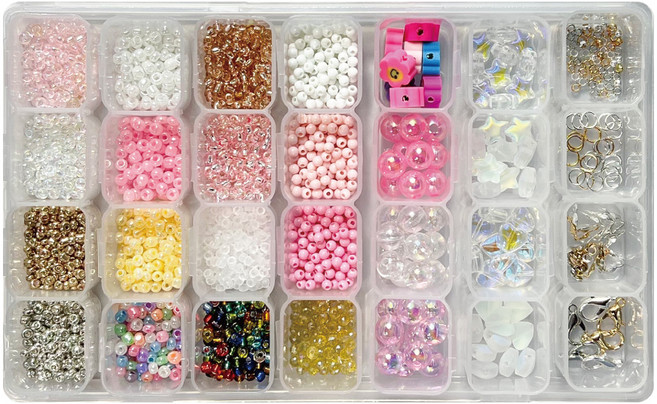 리니팜 28칸 프리미엄 비즈 공예 키트, 벚꽃, 1세트