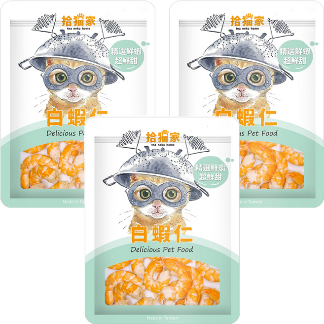 tna neko home 拾貓家 寵物生凍零食, 白蝦仁, 25g, 3包
