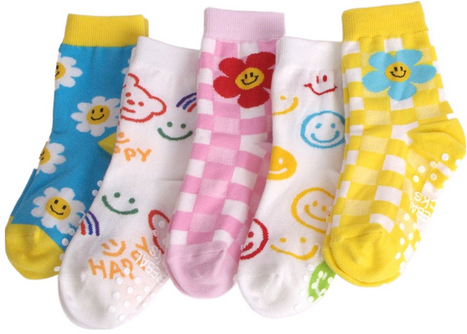 설레발 유아용 데이지체크 중목 양말 5족 세트