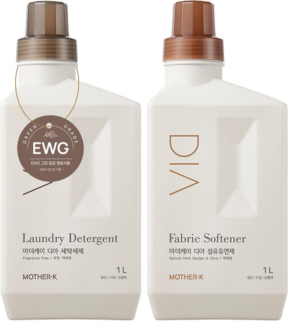 마더케이 디아 세탁 유아 세제 + 섬유유연제 세트, 1L, 1세트