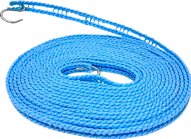 AXIS 艾克思 防風曬衣繩 5M長度 1.4公分寬度 PE塑膠材質 附鐵鉤, 藍色, 2條